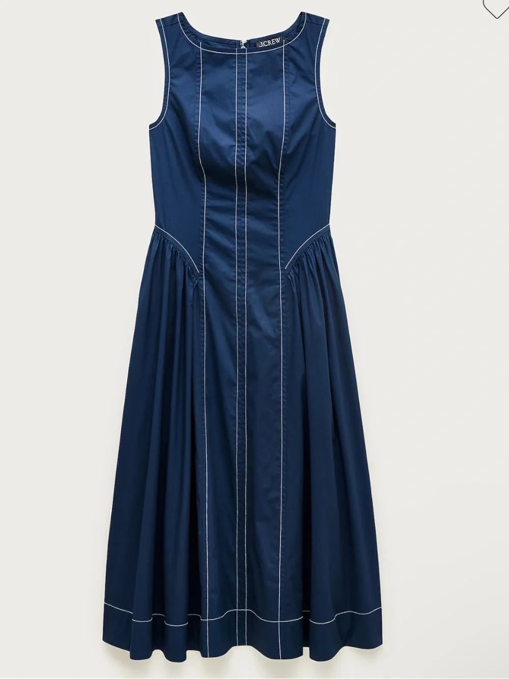 NWT J. Crew Navy Midi Dress with Contrast Stitching